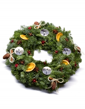 Wreath of fir branches with...